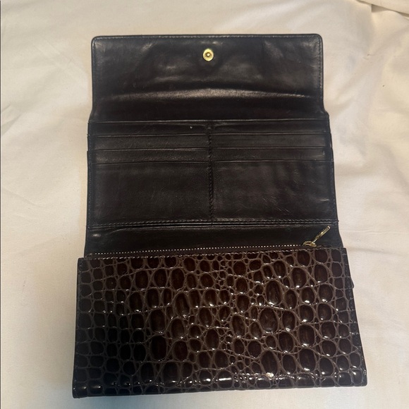 Vintage Tory Burch Dark Brown Croc Embossed Clutch - Picture 2 of 3